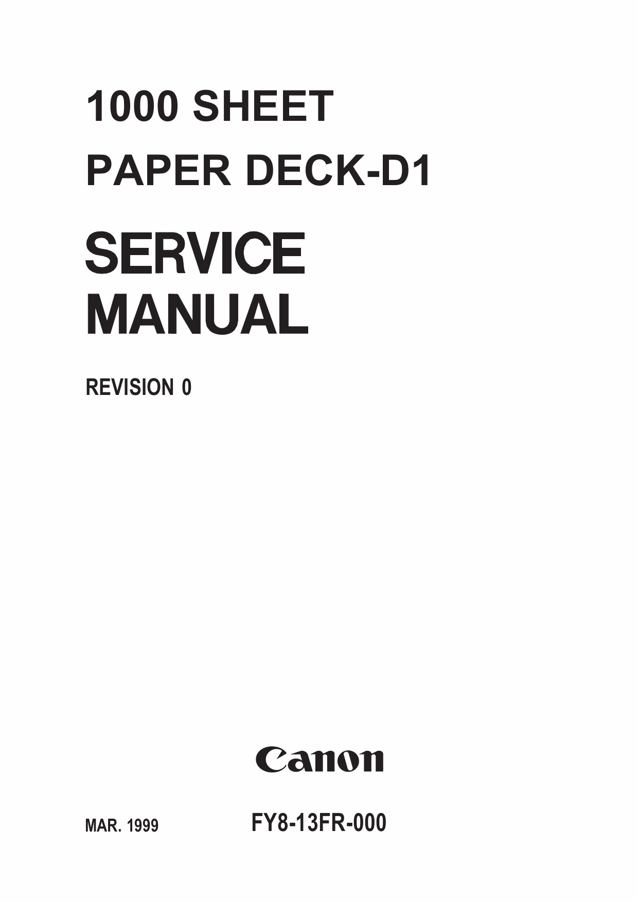 Canon Options Sheet1000 Paper-Deck D1 Parts and Service Manual-1
